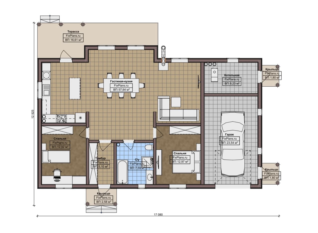 Планировка Одноэтажный дом F-9791