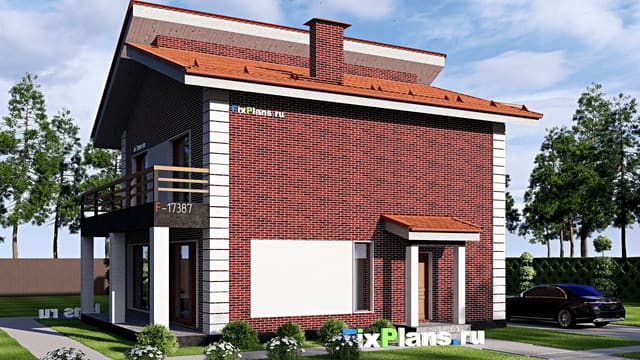 Одноэтажный дом с мансардой  F-17387