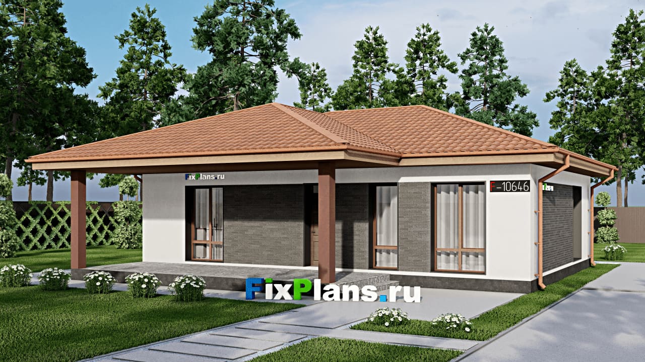 Одноэтажный дом F-10646 — фасад