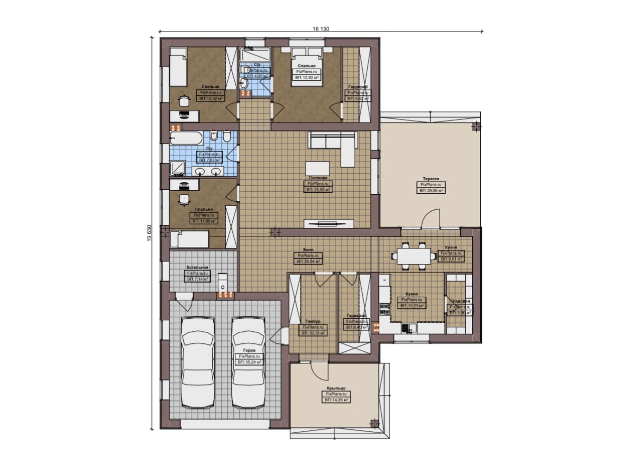 Планировка Одноэтажный дом F-13481