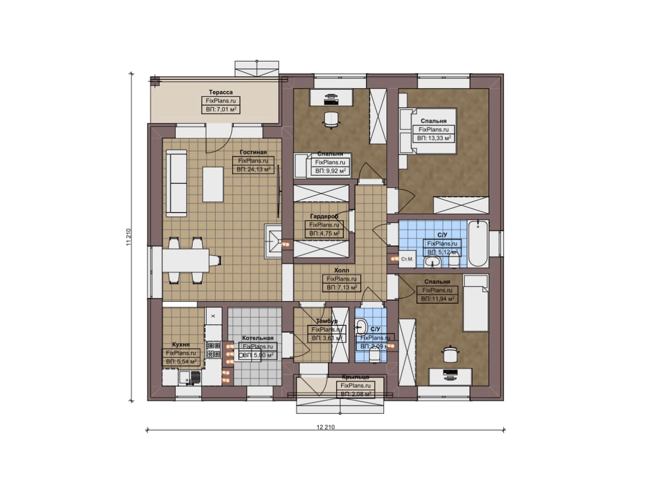 Планировка Одноэтажный дом F-18629