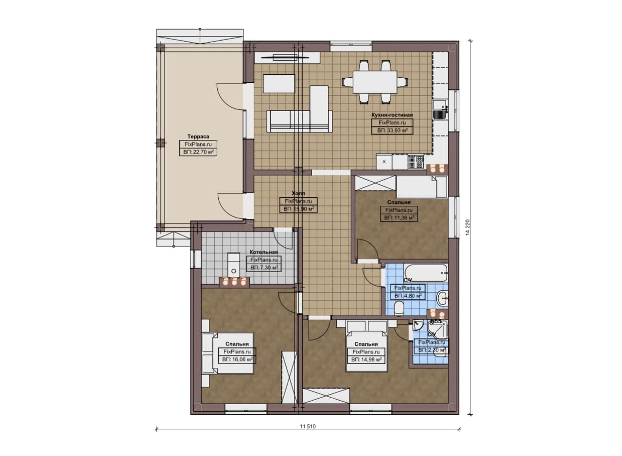 Планировка Одноэтажный дом F-18503