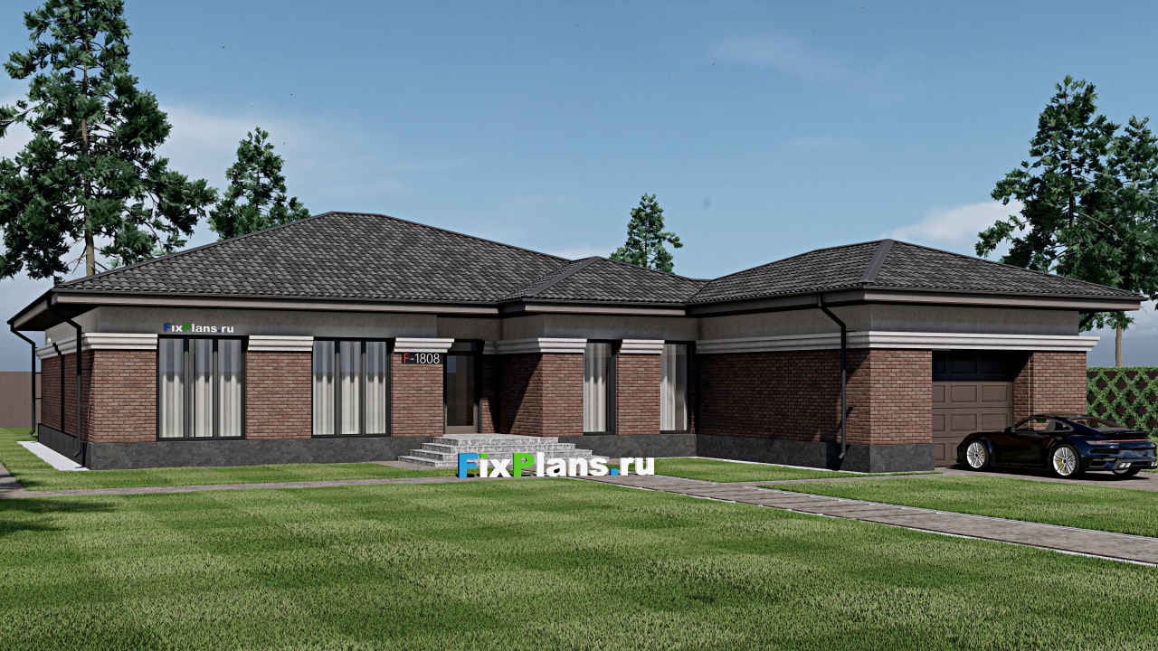 Одноэтажный дом F - 1808 — фасад