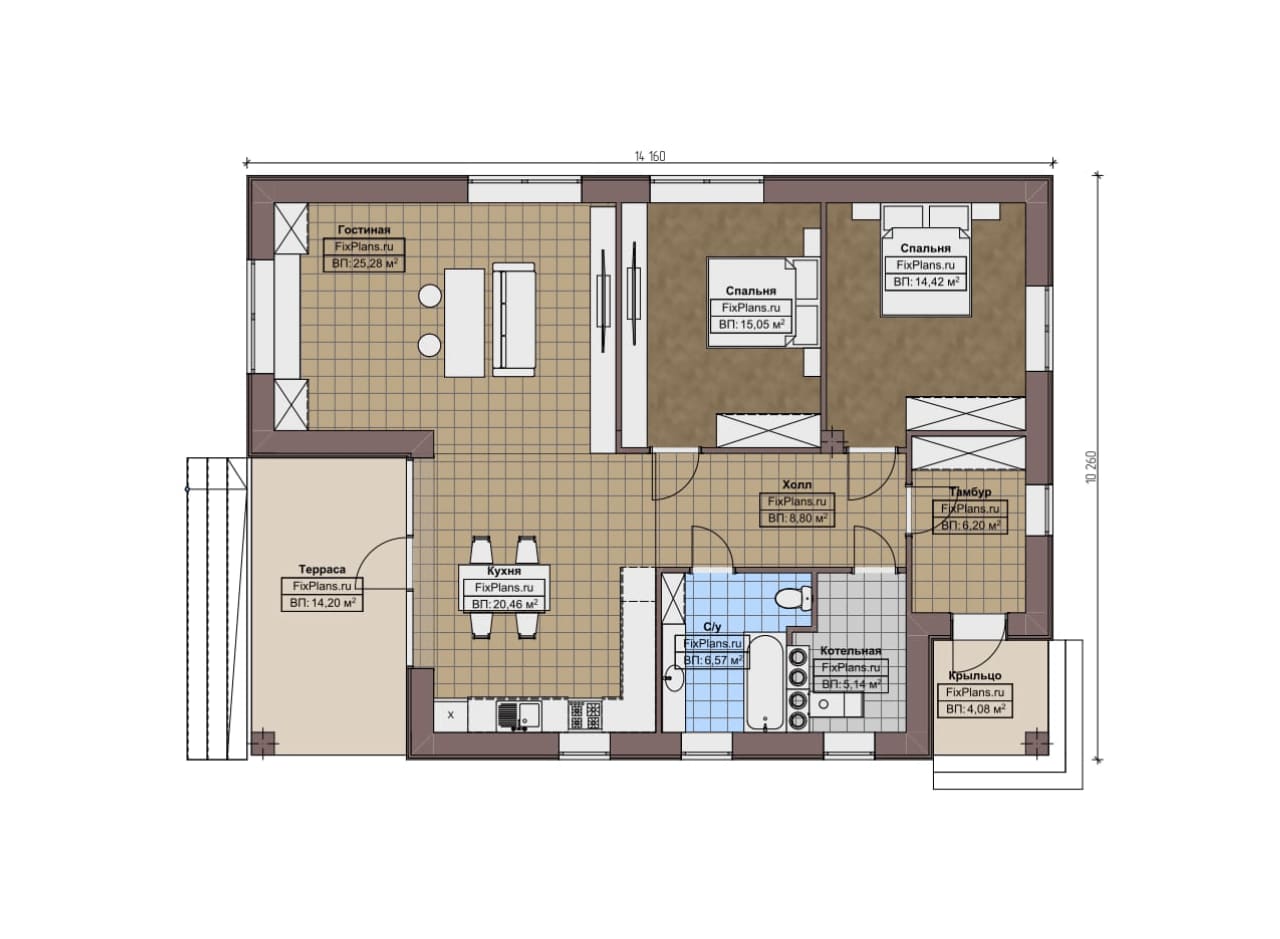 Планировка Одноэтажный дом F - 2357